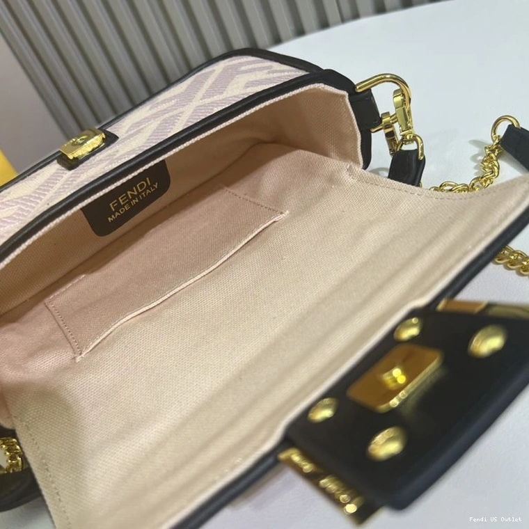 Affordable HOT Baguette Cherry Canvas FF Motif Mini Fendi Bag In 0818